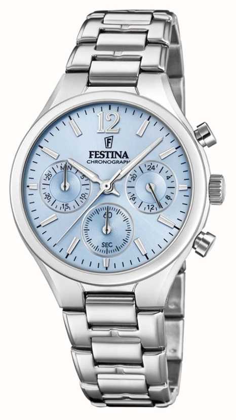 Festina Women\'s Boyfriend USA Blue Chronograph F20391/3 Class Steel - Watches™ Dial First Stainless