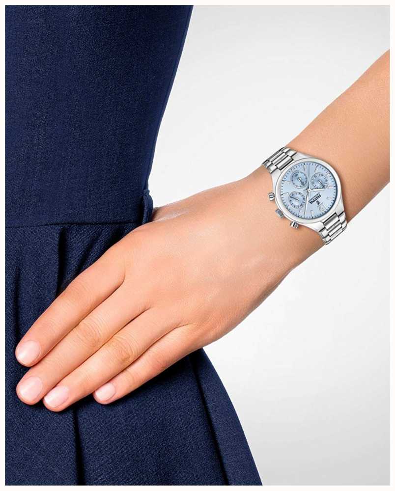 First Steel Class USA Boyfriend Blue Dial - F20391/3 Watches™ Chronograph Stainless Women\'s Festina