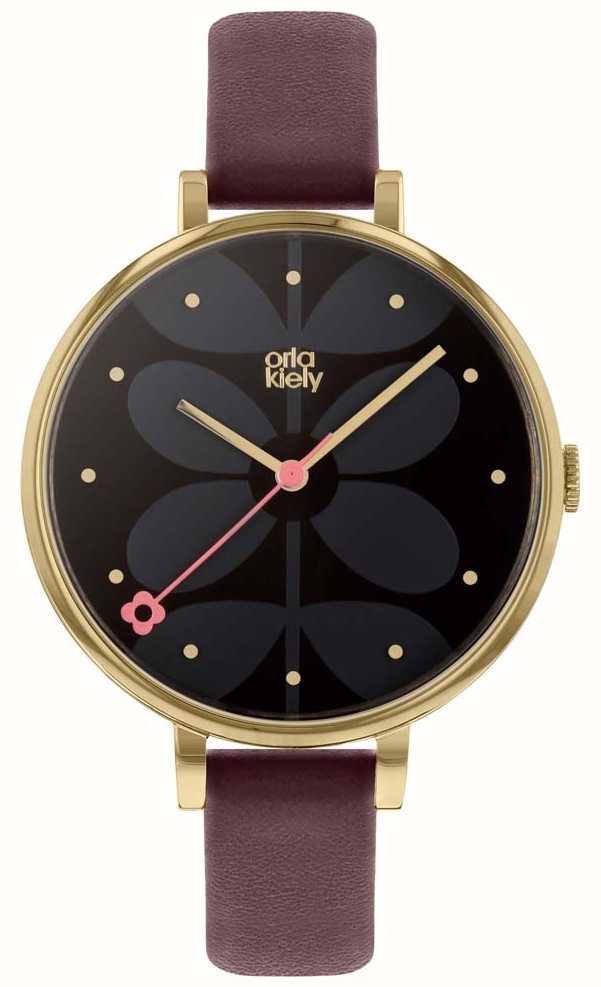 Orla Kiely Las Ivy Watch Large Dial Gold Case Purple Orla Kiely Las Ivy Watch Large