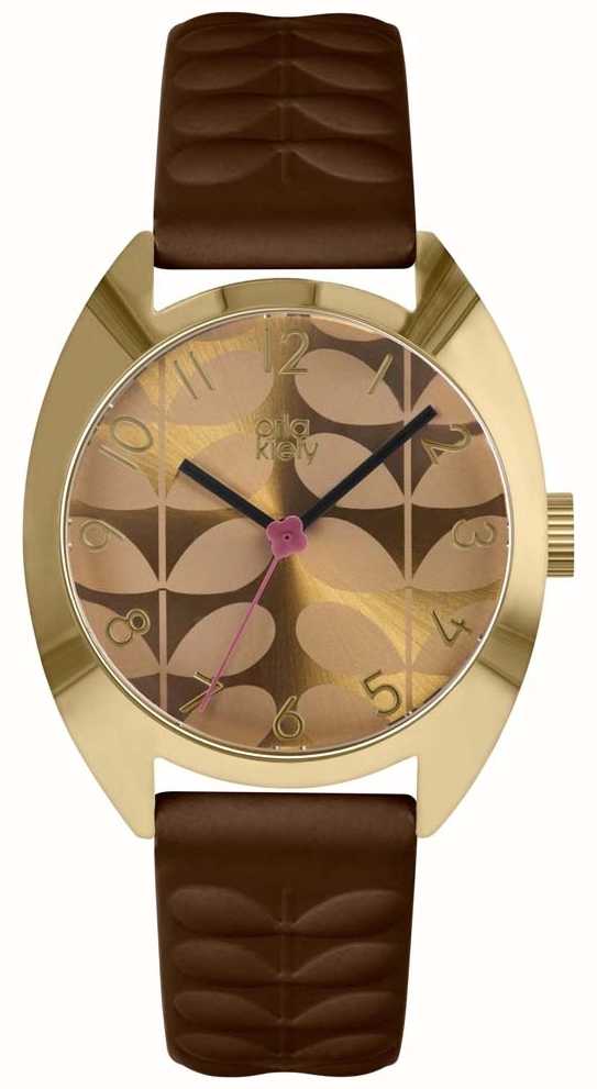 Orla Kiely Las Beatrice Watch Mustard Dial Brown Strap Ok2294 Orla Kiely Las Beatrice Watch Mustard Dial Brown Strap Ok2294