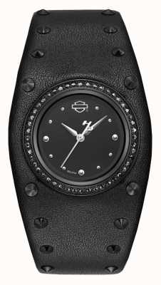 Harley Davidson Women's Studded Leather Cuff | Black Dial 78L128