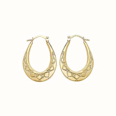 James Moore TH 9k Yellow Gold Creole Hoop Earrings ER495