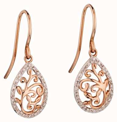Elements Gold 9ct Rose Gold Baroque Diamond DropEarrings GE2137