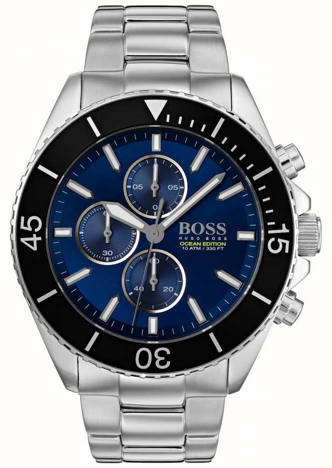 Boss | Mens Ocean Edition | Silver Stainless Steel | Blue Dial ...