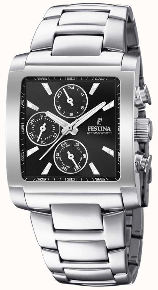 Steel Men\'s | - Dial Stainless Chronograph F20423/3 Black USA Watches™ First | Festina Class |