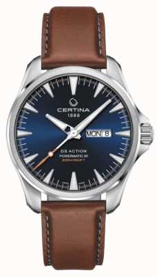 Certina | DS Action Day-Date Powermatic 80| Blue Dial | Brown Strap C0324301604100