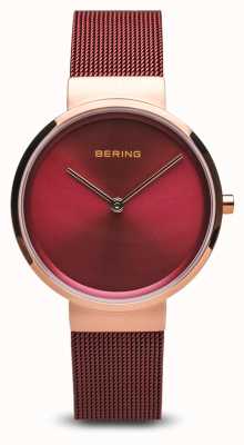 Bering Women's | Classic | Red PVD Plated Steel Mesh Bracelet 14531-363