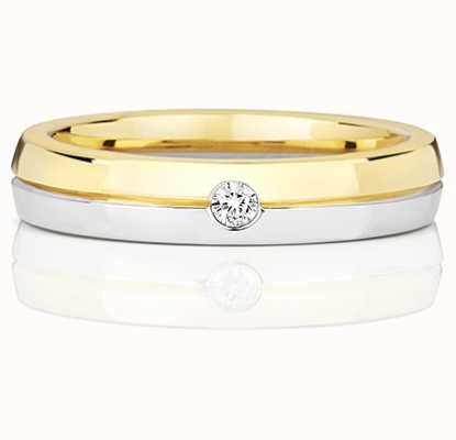 James Moore TH 9k White And Yellow Gold Women's Single Diamond Ring RD722
