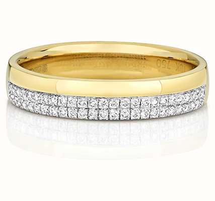 James Moore TH 9k Yellow Gold Micro Diamond Set Ring RD726