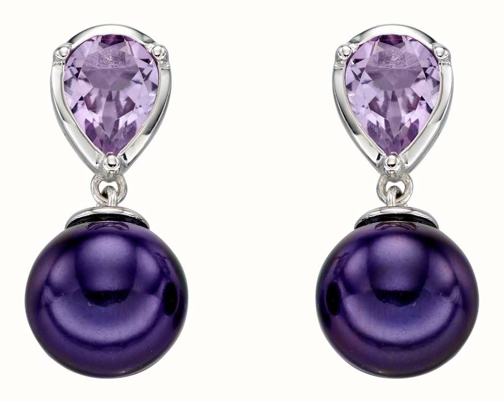 14K Yellow Gold Amethyst and Pearl Earrings Lab Certified #16240 - Ruby Lane