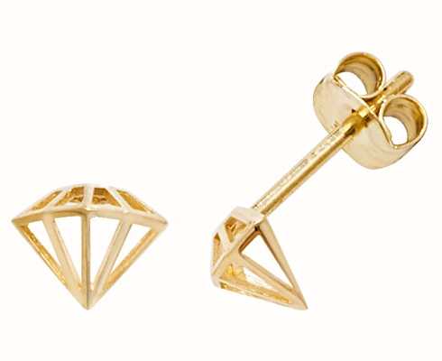 James Moore TH 9k Yellow Gold Diamond Shape Stud Earrings ES609