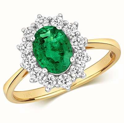 emerald diamond cluster ring