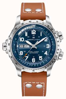 Hamilton Khaki Aviation X-Wind Day-Date Automatic (45mm) Blue Dial / Brown Leather Strap H77765541