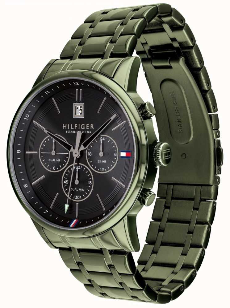 Tommy Hilfiger Kyle | Green PVD Plated Bracelet | Black Dial | 1791634 ...