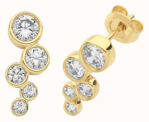 James Moore TH 9ct Gold 5 Stone Cz Stud Earrings ES1630