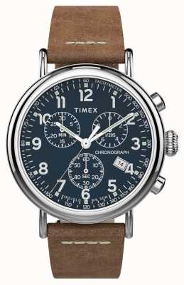 Timex | Standard Chrono 41mm | Brown Leather Strap | Blue Dial | TW2T68900