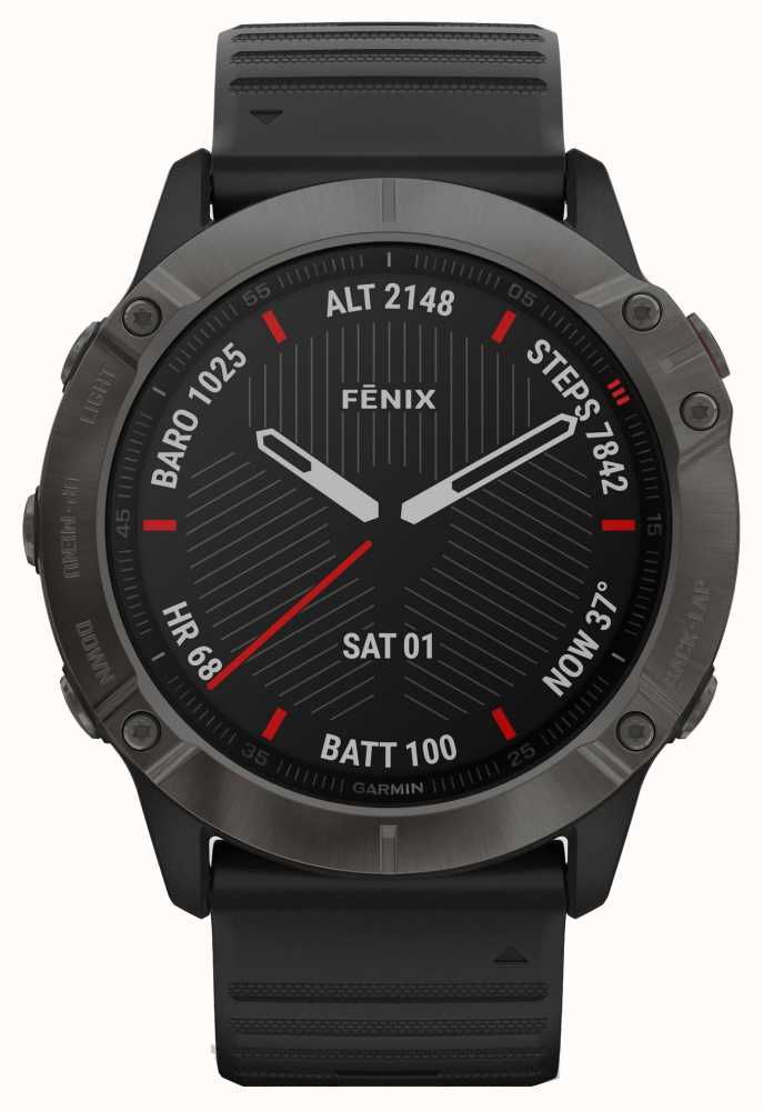 fløde Berygtet hastighed Garmin Fenix 6X Pro Sapphire | Carbon Grey DLC | Black Rubber Strap 010- 02157-11 - First Class Watches™ USA