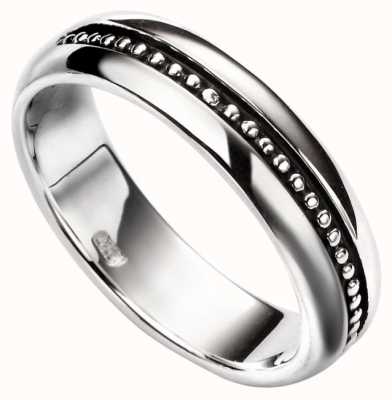 Elements Silver Oxidized Inset Silver Pattern  Ring R3481