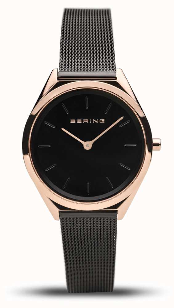 Bering | Unisex | Ultra-Slim | Black Mesh Bracelet | 17031-166 - First ...