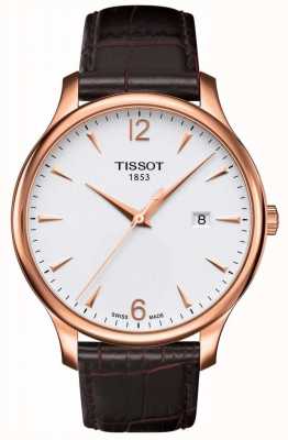 Tissot Men's Tradition | Brown Leather Strap | Rose Gold Plated T0636103603700