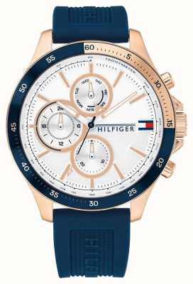 Tommy Hilfiger Bank | Blue Silicone Strap | White Dial 1791778