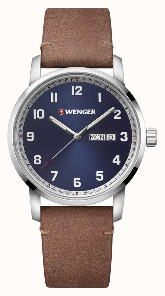 Wenger leather clearance watch