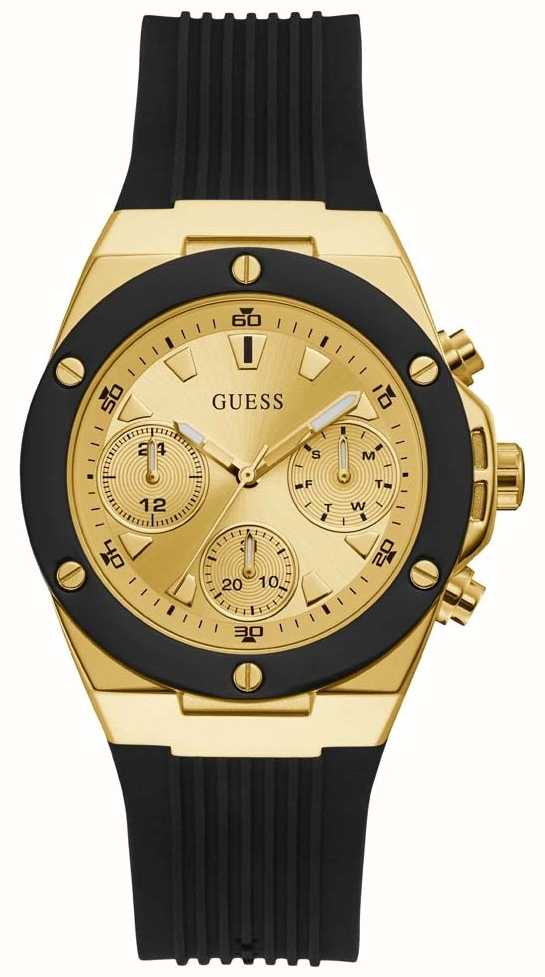 Guess | Athena | Black Rubber Strap | Gold Dial | - First Class Watches™ USA