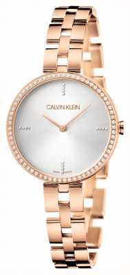 Calvin Klein Elegance | Rose Gold Stainless Steel Bracelet | Silver Dial KBF23X4W