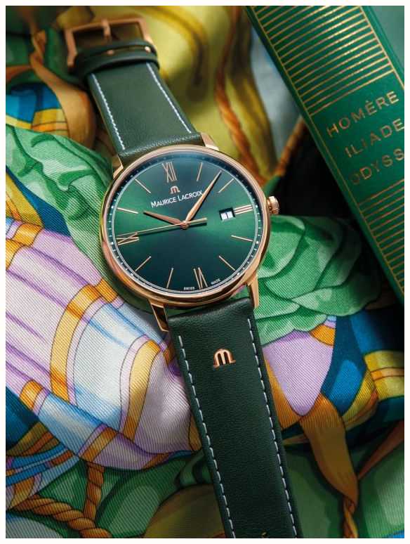 Maurice Lacroix Elrios Smoked Green Leather Strap Gold Plated Case EL1118- PVP01-610-1 - First Class Watches™ USA