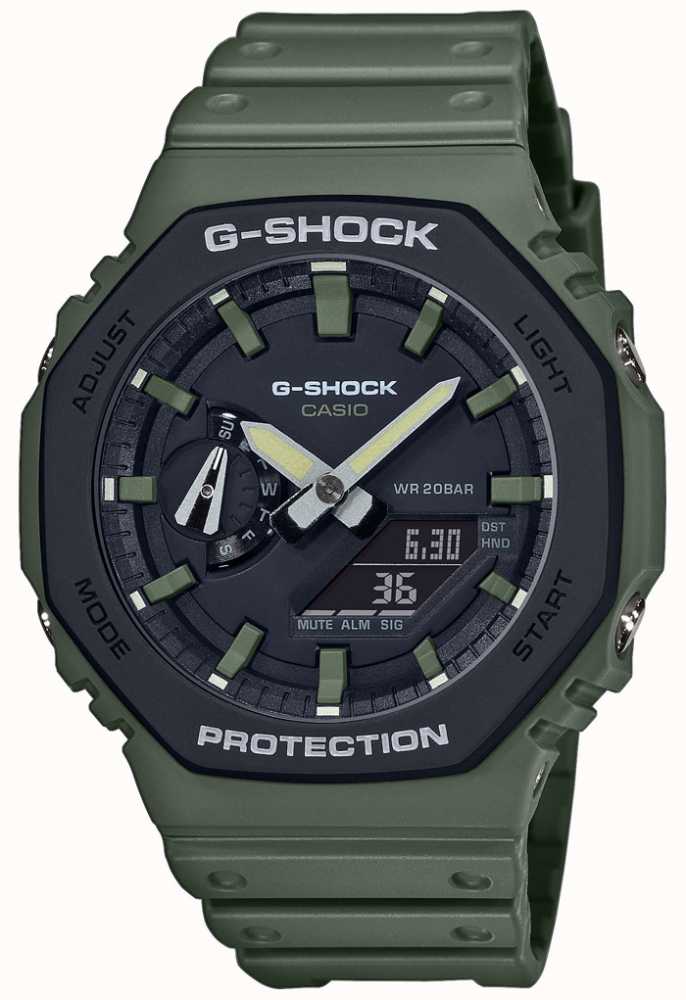 Rubber Casio -3AER Digital Core Strap Watches™ First | USA Carbon - Green Display | Class G-Shock GA-2110SU |