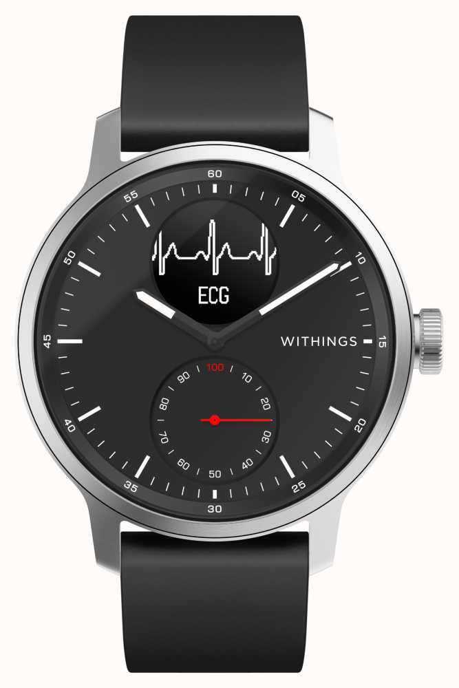 Withings ScanWatch - Hybrid Smartwatch with ECG (42mm) Black Hybrid Dial /  Black Silicone HWA09-MODEL 4-ALL-INT