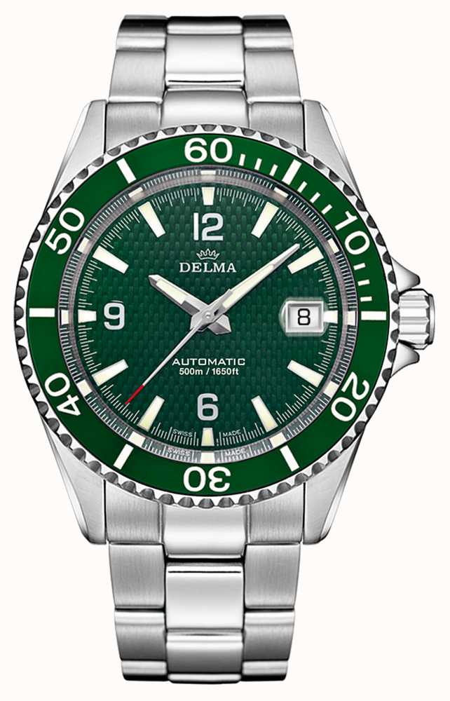 Delma Diver Santiago Quartz Watch, Green, 43 mm, 20 atm, 41701.562.6.1 -  Iguana Sell