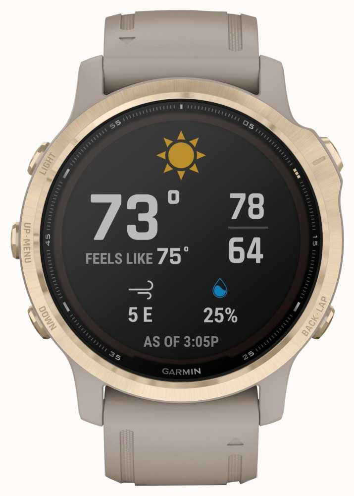 Garmin Fenix 6S Pro Solar | Light Gold With Light Sand Strap 010