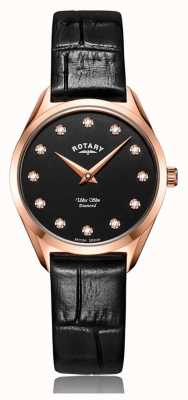 Rotary Ultra Slim Women's Rose Gold Diamond Watch LS08014/04/D