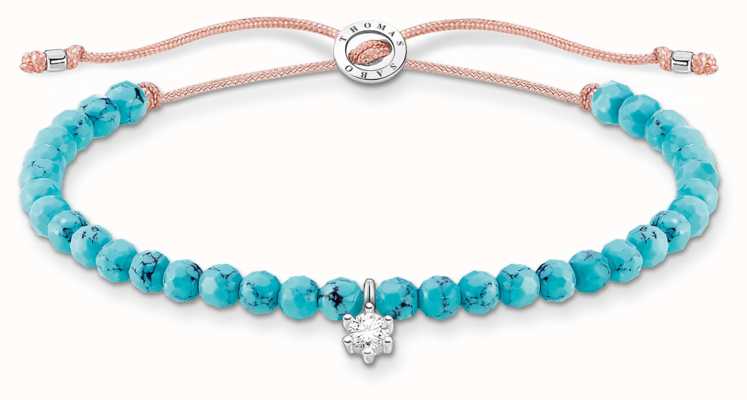 Thomas Sabo Charming | Silver Stone Turquoise Beaded Tie Bracelet A1987-905-17-L20V