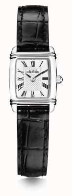 Herbelin Women's Mini Art Deco | Black Leather Strap | White Dial 17438AP08