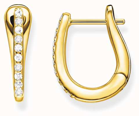 Thomas Sabo Glam & Soul | Classic Gold Plated Hoop Earrings |White Stone CR629-414-14