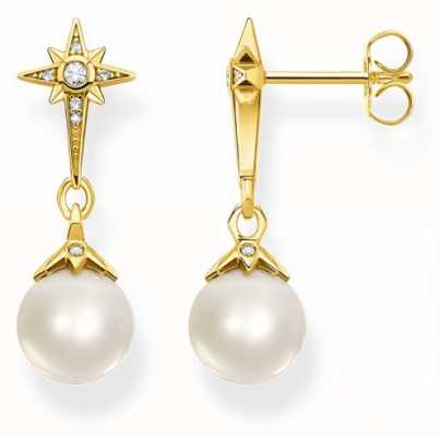 Thomas Sabo Yellow Gold Plated Fresh Water Pearl Drop Earrings H2118-445-14