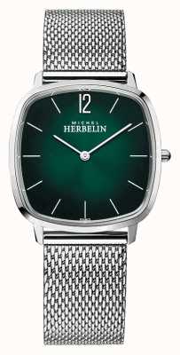 Michel Herbelin City | Men's Steel Mesh Bracelet | Green Dial 16905/16B