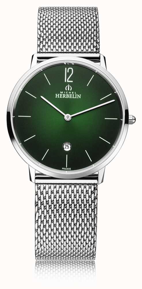 Herbelin City (39mm) Green Dial / Stainless Steel Mesh 19515/16NB