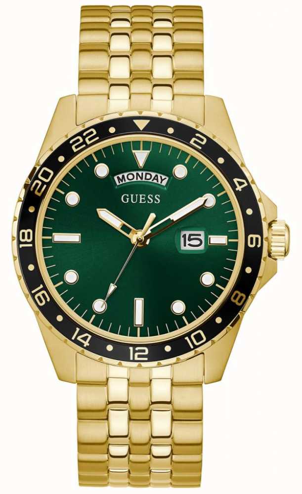 Intens Empirisk Nybegynder Guess Comet | Men's Gold Plated Bracelet | Green Sunray Dial GW0220G2 -  First Class Watches™ USA