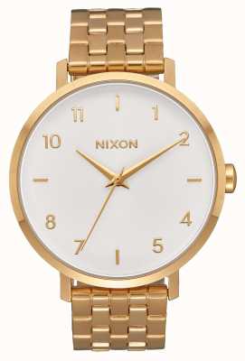 Nixon Arrow | All Gold / White | Gold IP Steel Bracelet | White Dial A1090-504-00