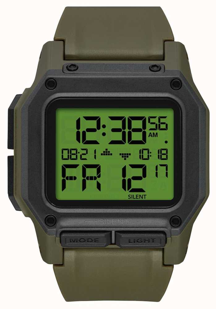 Nixon Regulus | Surplus / Carbon | Digital | Green TPU Strap A1180-3100-00