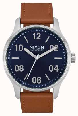 Nixon Patrol Leather | Navy / Saddle | Brown Leather Strap | Blue Dial A1243-2186-00
