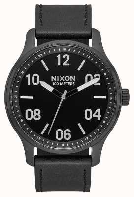 Nixon Patrol Leather | Black / Silver / Black | Black Leather Strap | Black Dial A1243-2998-00