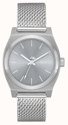 Nixon Medium Time Teller Milanese | All Silver | Stainless Steel Mesh | Silver Dial A1290-1920-00