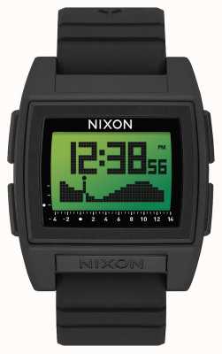 Nixon Base Tide Pro | Black / Green Positive | Digital | Black Silicone Strap A1307-3327-00