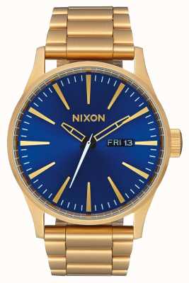 Nixon Sentry SS | All Gold / Blue Sunray | Gold IP Steel Bracelet | Blue Dial A356-2735-00