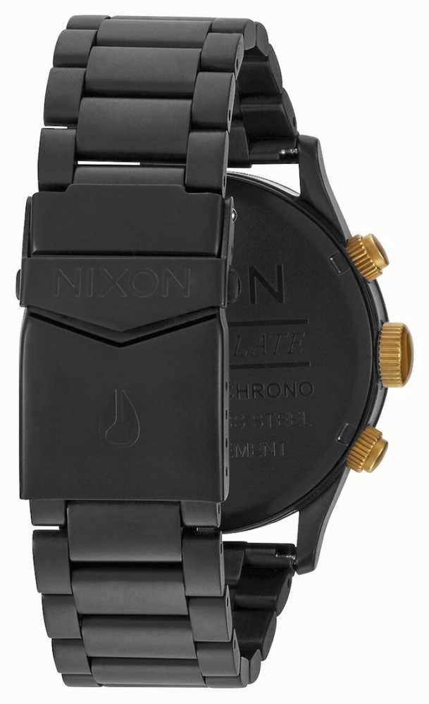 Nixon Sentry Chrono | Matte Black / Gold | Black IP Steel Bracelet