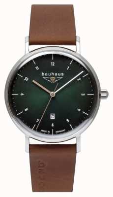 Bauhaus Men's Brown Italian Leather Strap | Green Dial EX-DISPLAY 2140-4 EX-DISPLAY